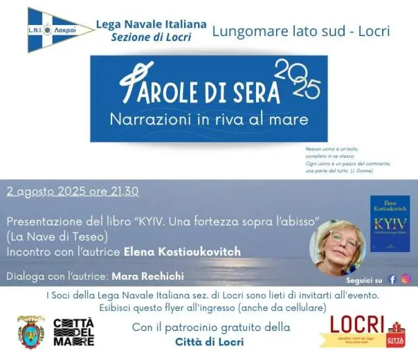 La Lega Navale Italiana di Locri presenta “KYIV. Una fortezza sopra l’abisso” con Elena Kostiukovitch