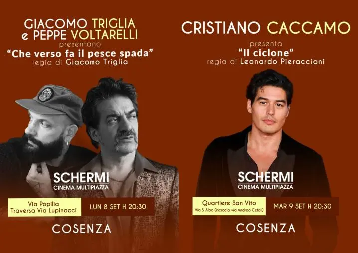 “Schermi-cinema multipiazza" fa tappa a Cosenza: in arrivo Giacomo Triglia, Peppe Voltarelli e Cristiano Caccamo