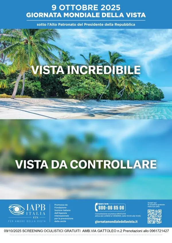 Giornata Mondiale della Vista, il 9 ottobre l'UICI Catanzaro in prima linea per la prevenzione