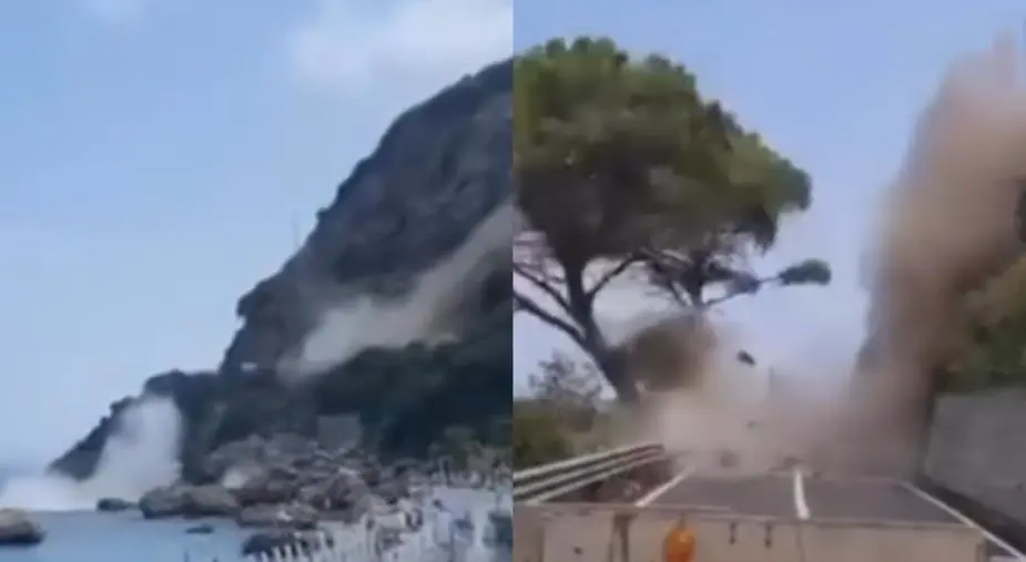 Tragedia sfiorata a Scilla: crolla un costone di roccia sulla costa calabrese (VIDEO)