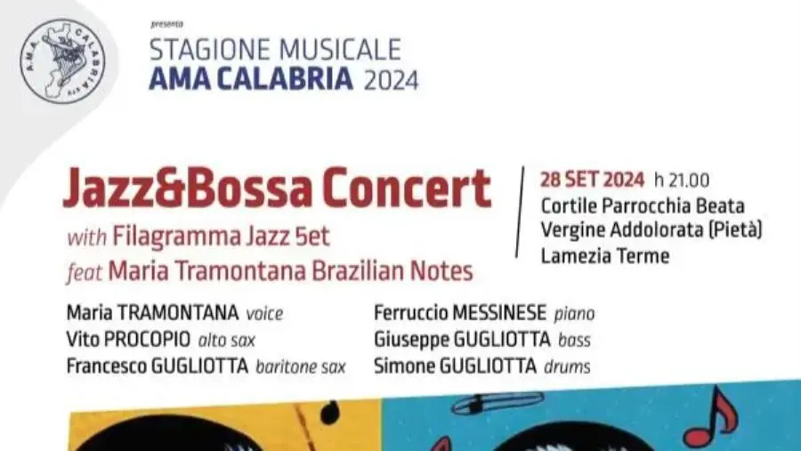 images AMA Calabria, a Lamezia il “Jazz & Bossa Concert” con il Filagramma Jazz 5tet e Maria Tramontana