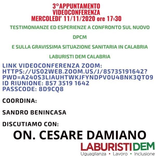 images "Nuovo Dpcm e sanità in Calabria”, domani terzo appuntamento dei Laburisti Dem Calabria in videoconferenza con l'on. Damiano