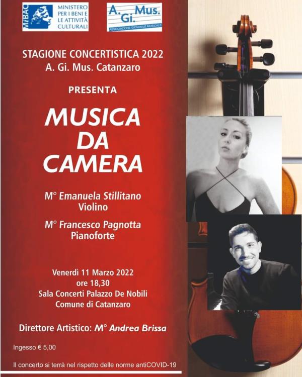 images Musica da Camera", venerdì l'evento organizzato dall'AGIMUS di Catanzaro a Palazzo de Nobili 