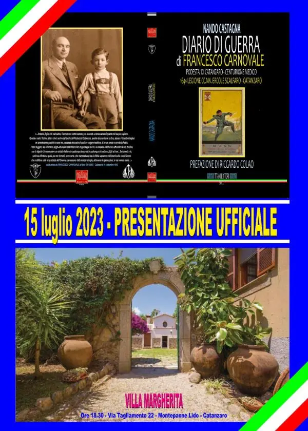 images "Diario di guerra di Francesco Carnovale": a Montepaone la presentazione del libro di Nando Castagna 