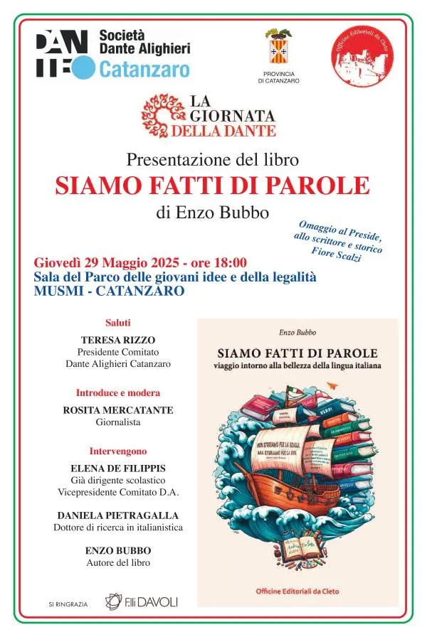 images Catanzaro, “Siamo fatti di parole” di Enzo Bubbo: appuntamento al Musmi
