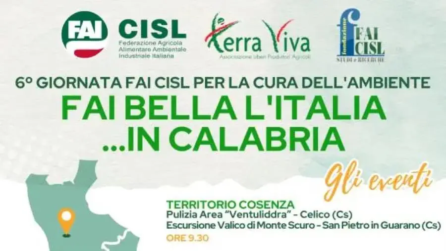 images Fai Bella l’Italia: gli eventi in Calabria per la Giornata nazionale Fai Cisl per la cura dell’ambiente