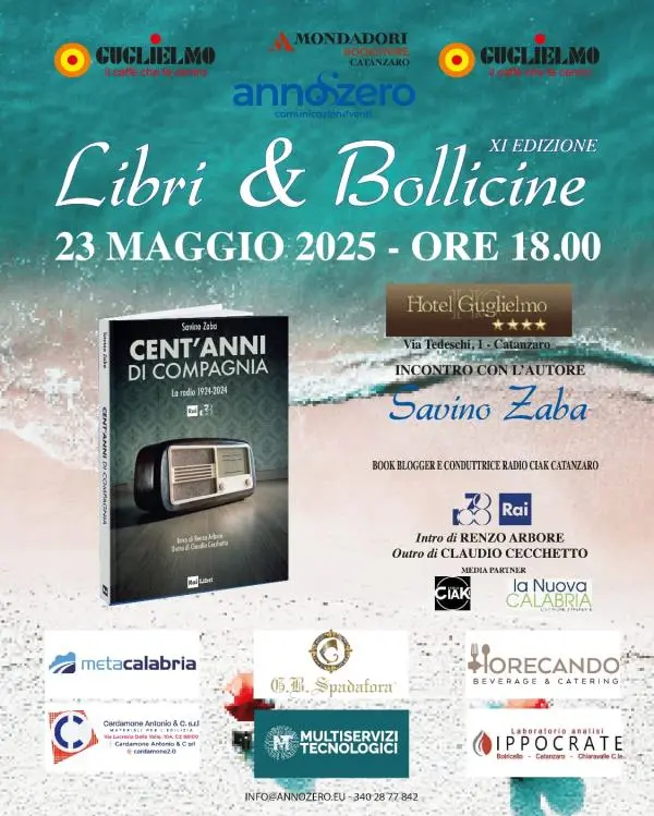 “Libri & Bollicine" a Catanzaro,  Savino Zaba presenterà il suo libro "Cent'anni di compagnia"