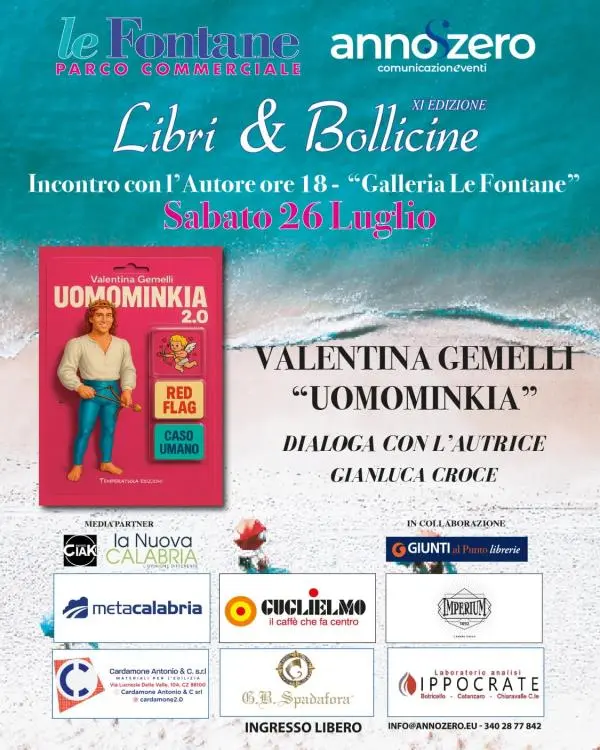 Libri&Bollicine a Catanzaro, Valentina Gemelli e il suo 'Uomominkia' chiude la rassegna  