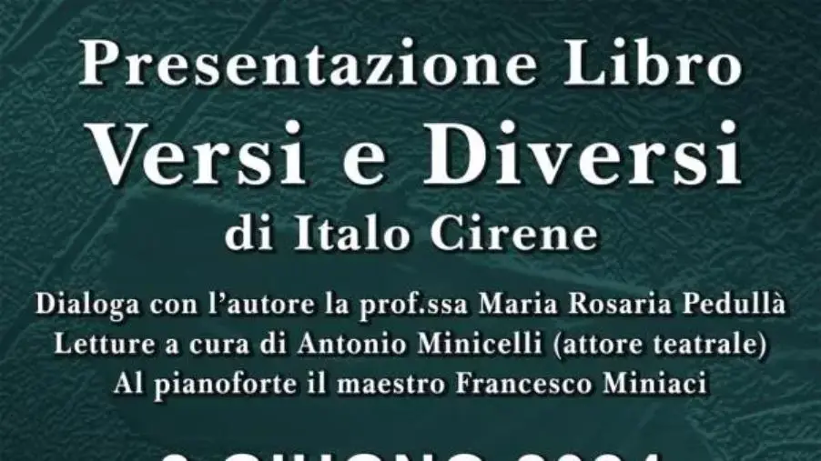 Libri, a Catanzaro sabato 8 giugno la presentazione di "Versi e diversi" di Italo Cirene