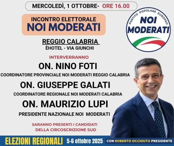 Regionali, Noi Moderati: mercoledì 1 ottobre Maurizio Lupi a Reggio 