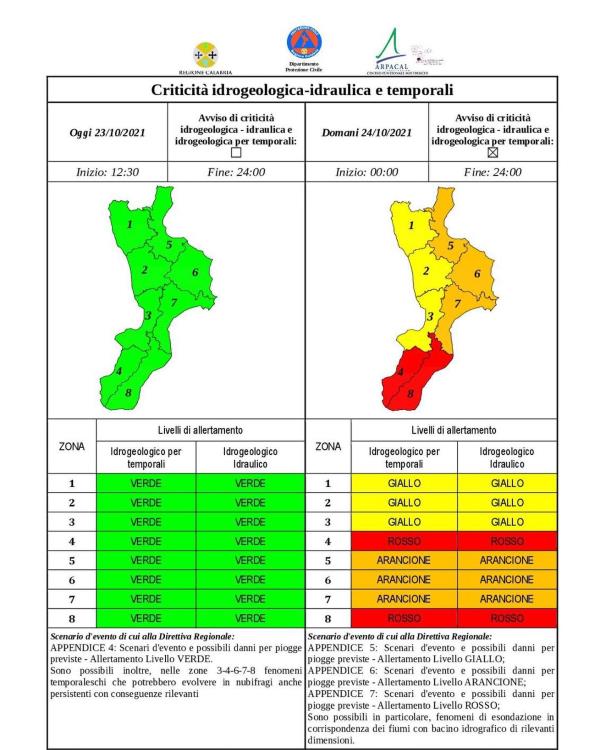 images Meteo. Protezione civile: allerta rossa in alcuna aree della Calabria