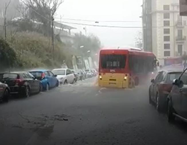 images Catanzaro, un bus dell'Amc resta bloccato: troppa acqua per strada (VIDEO)