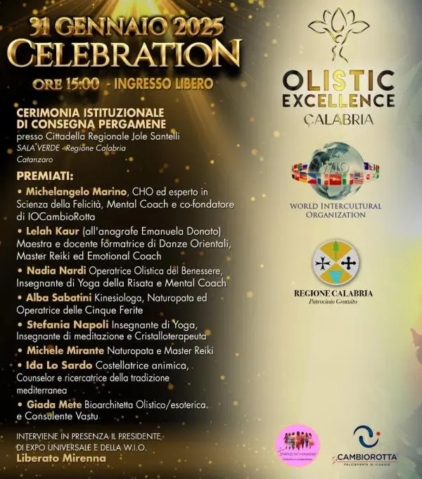 “Olistic Excellence Calabria”, in Cittadella la premiazione di 8 professionisti