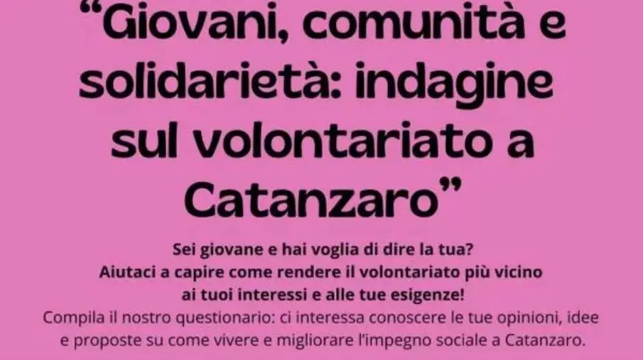 Giovani, comunità e solidarietà: al via l’indagine sul volontariato a Catanzaro dell’Associazione TDDM