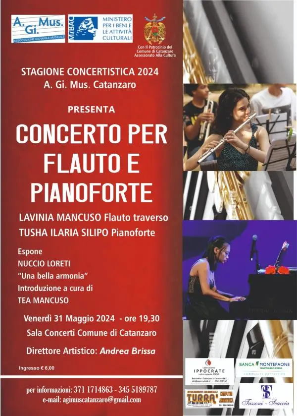 images La sezione A.Gi.Mus. di Catanzaro presenta il concerto per flauto e pianoforte del duo Silipo Mancuso

