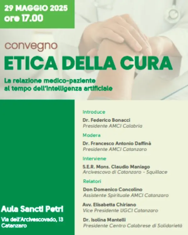 images Catanzaro, l'Associazione Medici Cattolici presenta “Etica della cura. La relazione medico-paziente al tempo dell’IA”.