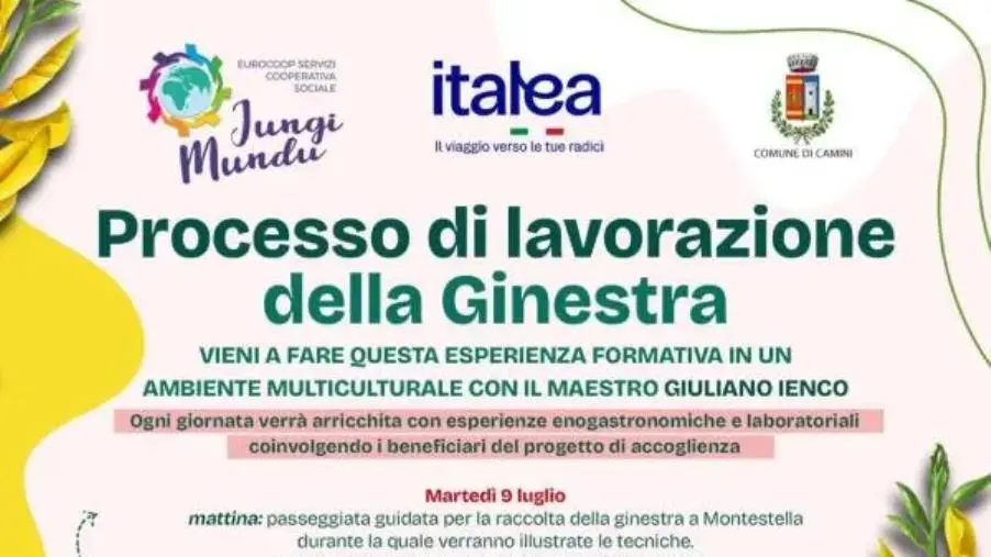 Camini, dal 9 luglio il laboratorio della Eurocoop Jungi Mundu sulla lavorazione della ginestra