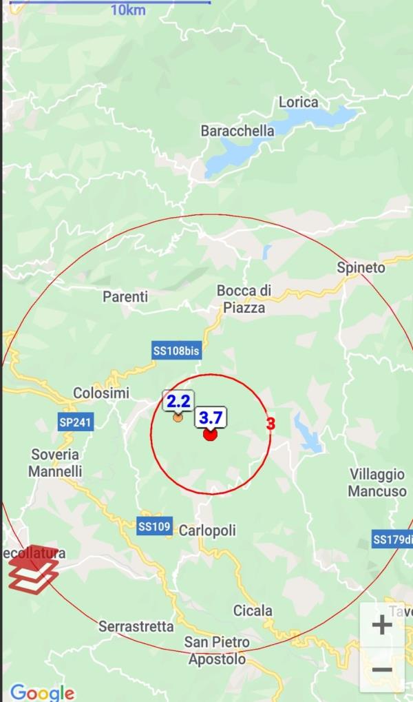 images Terremoto di magnitudo 3.7 nel Cosentino: avvertito anche in provincia di Catanzaro