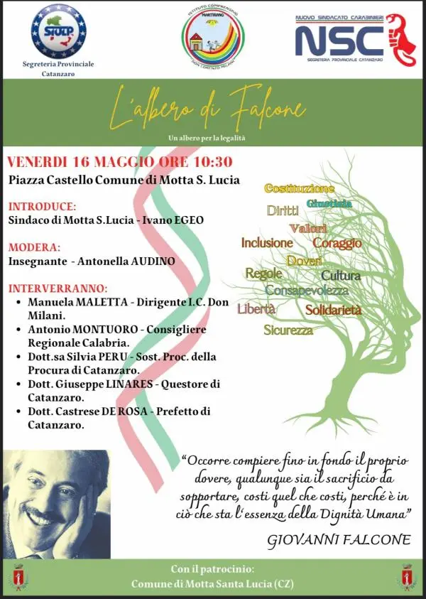SIULP e NSC Catanzaro ricordano Giovanni Falcone all’Istituto Comprensivo “Don Lorenzo Milani” di Martirano