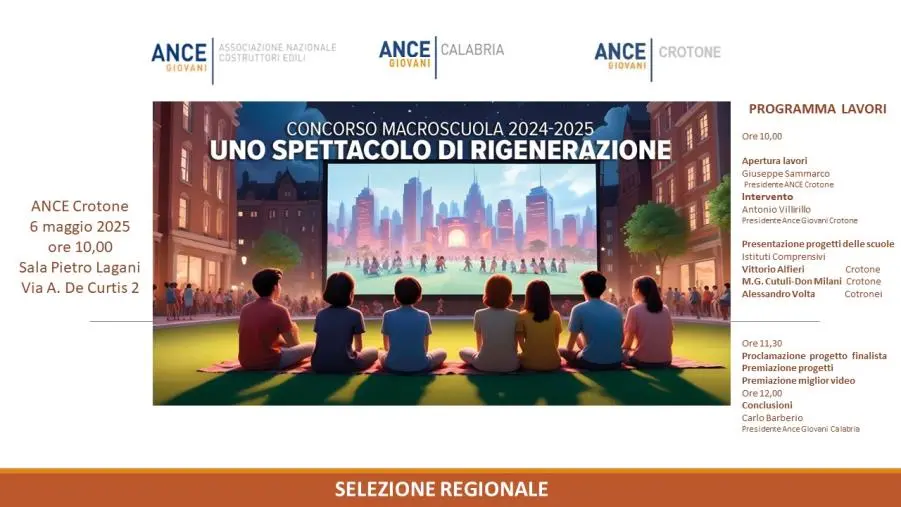 “Uno spettacolo di rigenerazione”: a Crotone la selezione del concorso Macroscuola promosso da ANCE Giovani