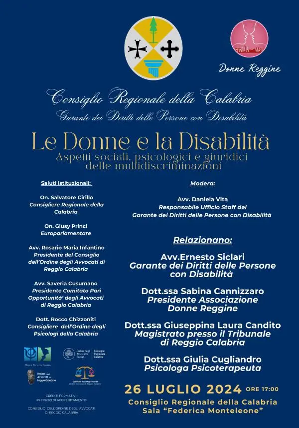 In Consiglio regionale il convegno su "Le donne e la disabilità, aspetti sociali, psicologici e giuridici delle multidiscriminazioni"
