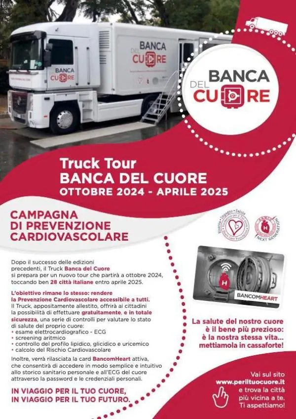 "Truck tour-Banca del cuore", in Calabria torna la prevenzione cardiovascolare gratuita 