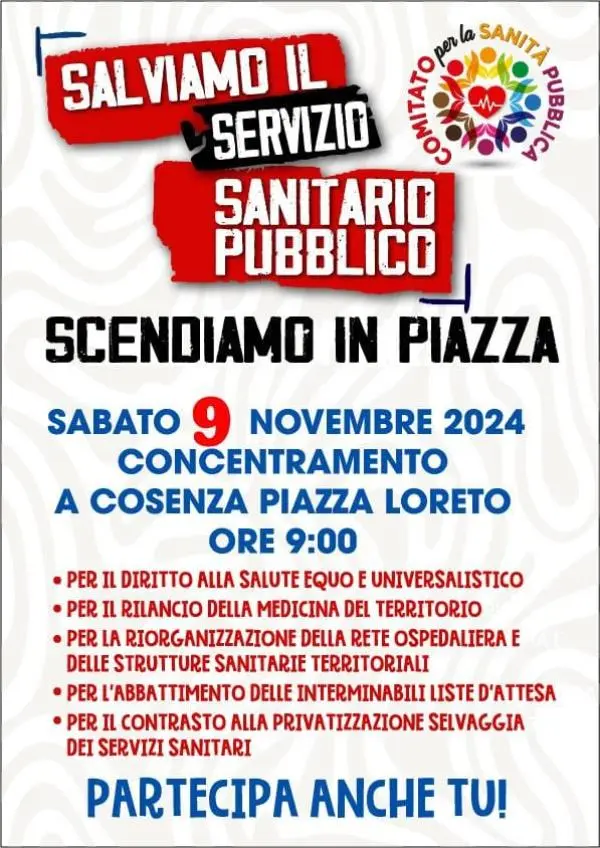 “Salviamo il servizio sanitario pubblico”: a Cosenza la Cgil presenta la manifestazione