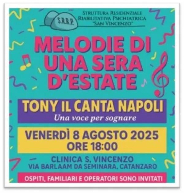 “Musica ed Emozioni", una sera d’agosto alla Clinica Riabilitativa Psichiatrica S. Vincenzo di Catanzaro