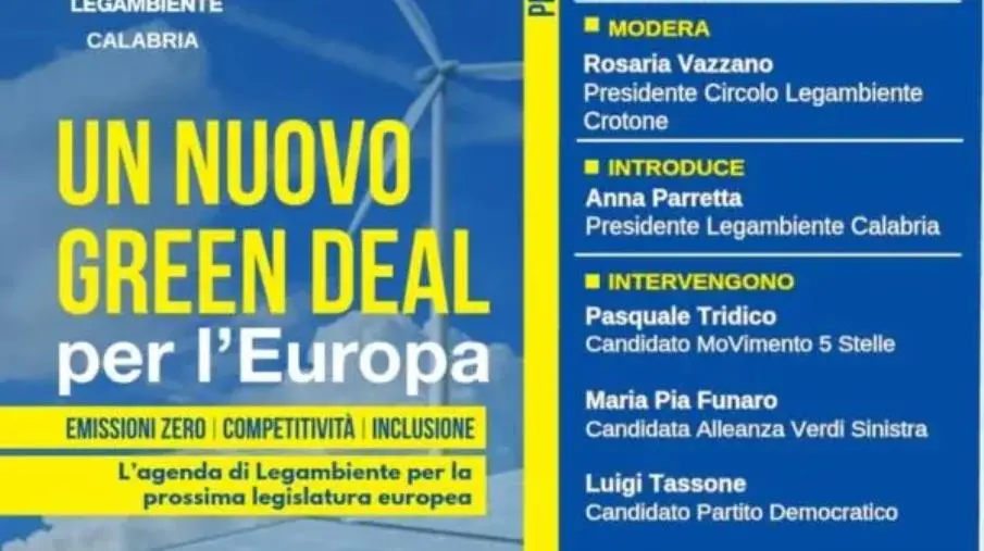 “Un nuovo Green Deal per l’Europa”, confronto di Legambiente Calabria con i candidati alle elezioni europee