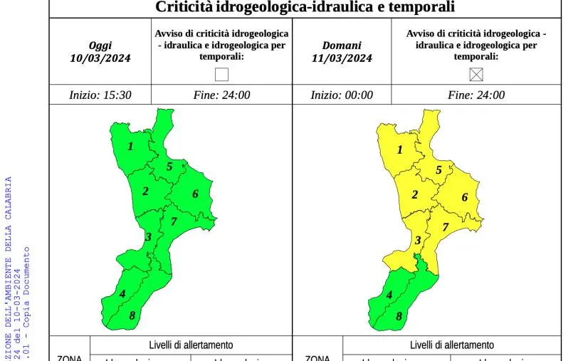 images Maltempo, domani allerta gialla su parte del territorio calabrese 