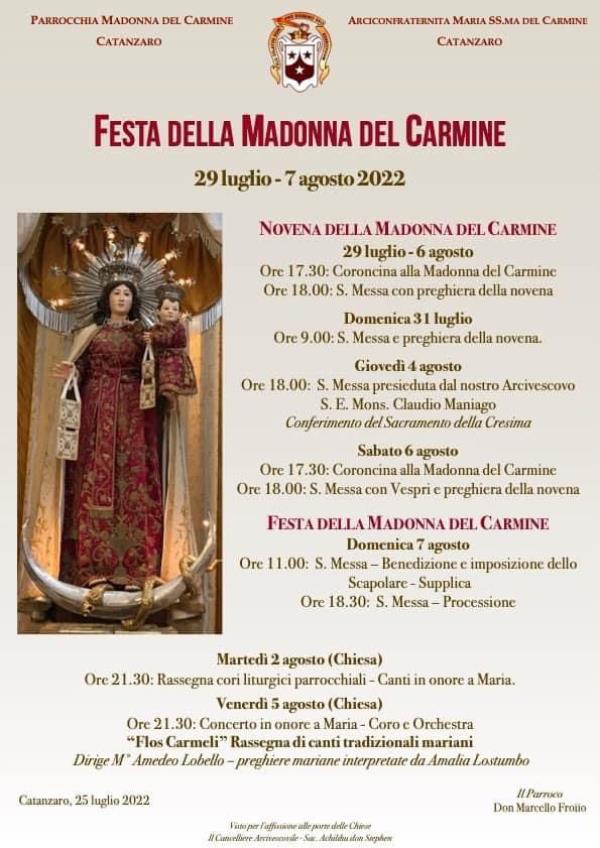 images Catanzaro, al via i festeggiamenti in onore della Madonna del Carmine