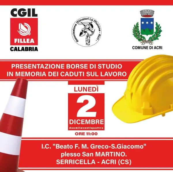 images La Fillea Cgil Calabria presenta il bando borse di studio dedicate al ricordo delle vittime sul lavoro 