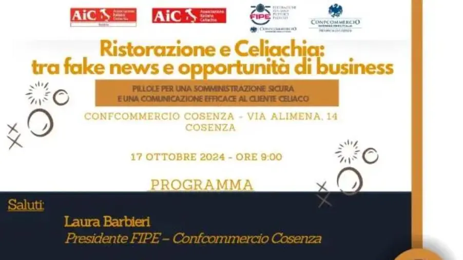 "Ristorazione e celiachia: tra fake news e opportunità di business", dibattito a Cosenza
