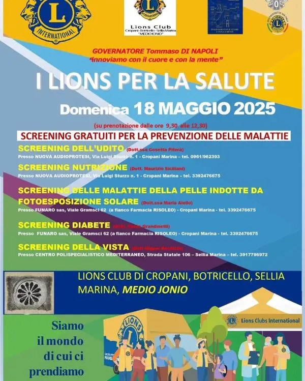 I Lions per la Salute: appuntamento domenica 18 maggio 2025