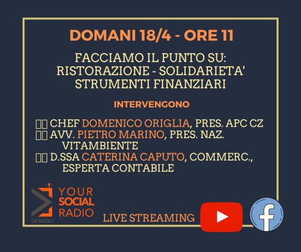 Coronavirus. Le "ricette" per uscire dalla crisi senza dimenticare gli ultimi: ne discutono Vitambiente, cuochi ed esperti su DB Radio (DIRETTA VIDEO)