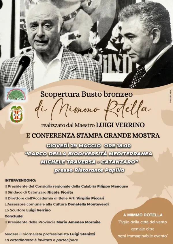 images Catanzaro, il parco Traversa si arricchisce di un busto bronzeo di Mimmo Rotella realizzato da Luigi Verrino