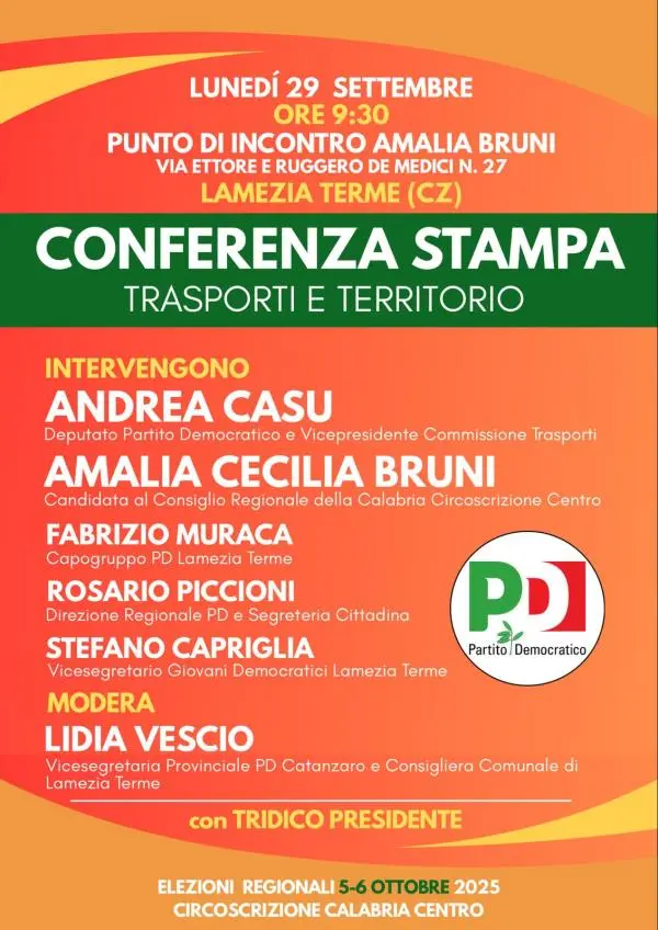 Bruni (PD): "Il diritto allo studio passa dalla mobilità", a Lamezia conferenza sulla proposta di legge di Andrea Casu 