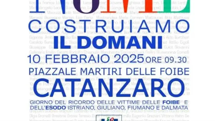 Catanzaro celebra il “Giorno del Ricordo”: domani a Lido un omaggio alle vittime delle Foibe