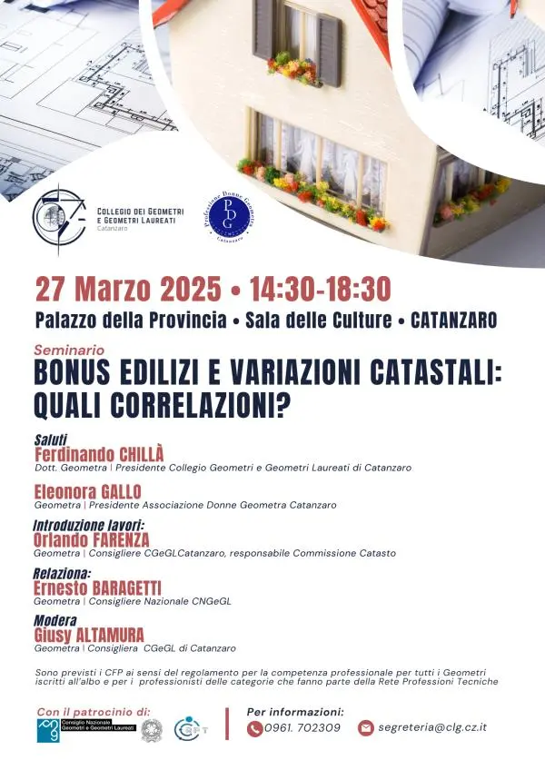 Catanzaro, Collegio dei Geometri analizza le variazioni catastali: giovedì l’incontro pubblico 