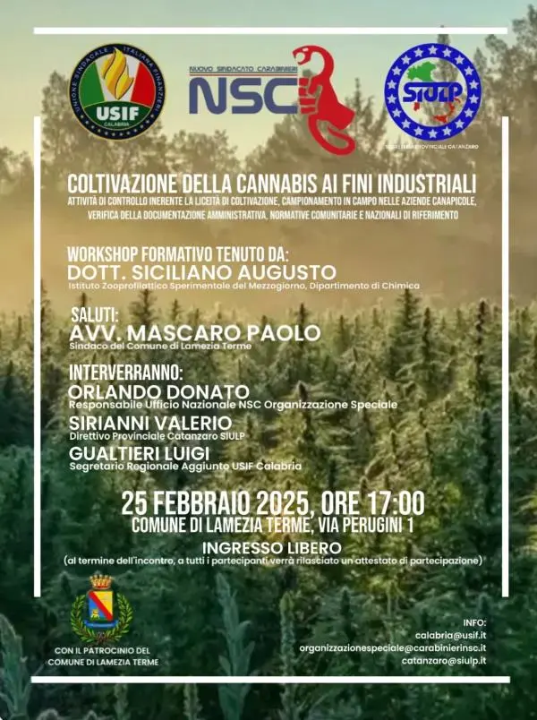 images A Lamezia Terme un workshop sulla coltivazione della cannabis ai fini industriali 