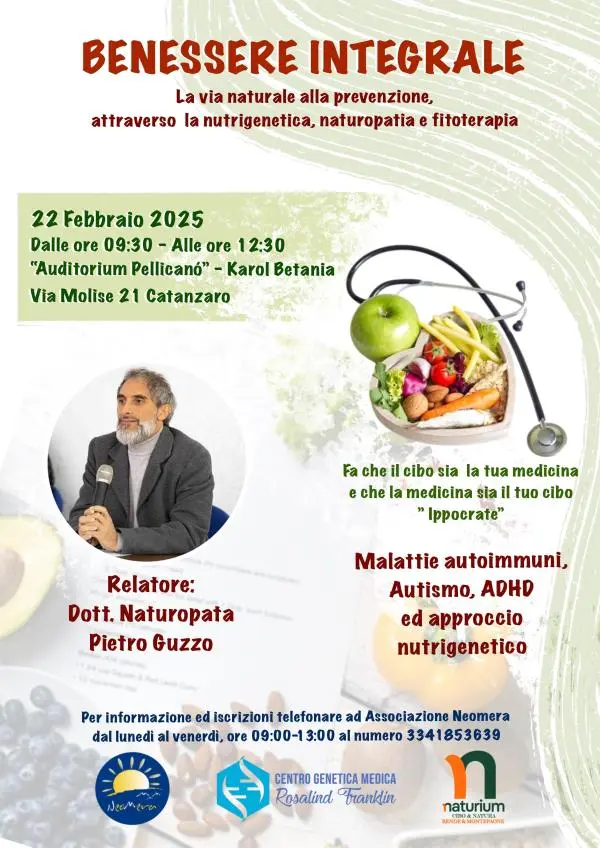 Benessere integrale, a Catanzaro l'evento di nutrigenetica su alimentazione e salute