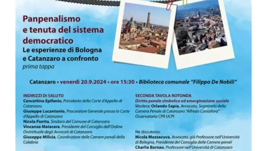 Catanzaro, 'Pan penalismo e tenuta del sistema democratico': esperti a confronto 