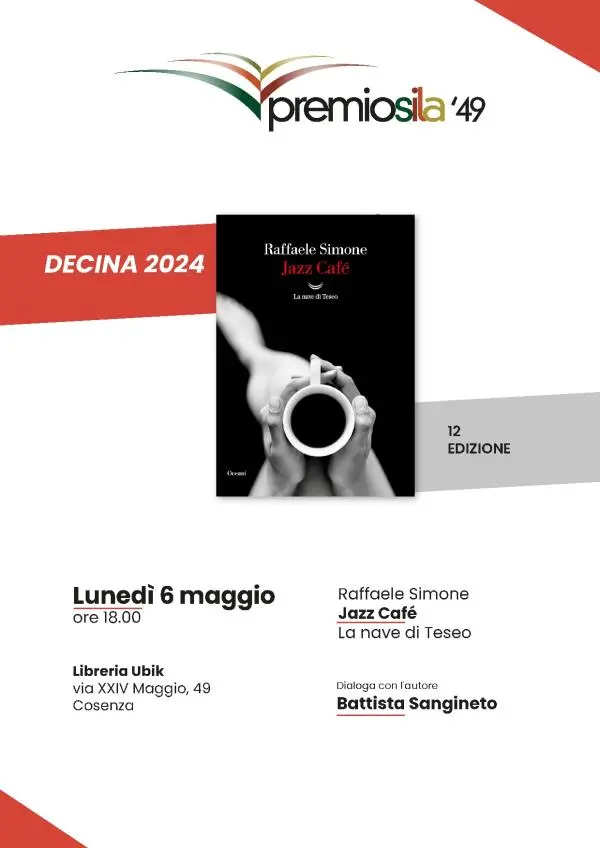 Premio Sila '49, domani a Cosenza la presentazione del romanzo "Jazz Cafè" di Raffaele Simone