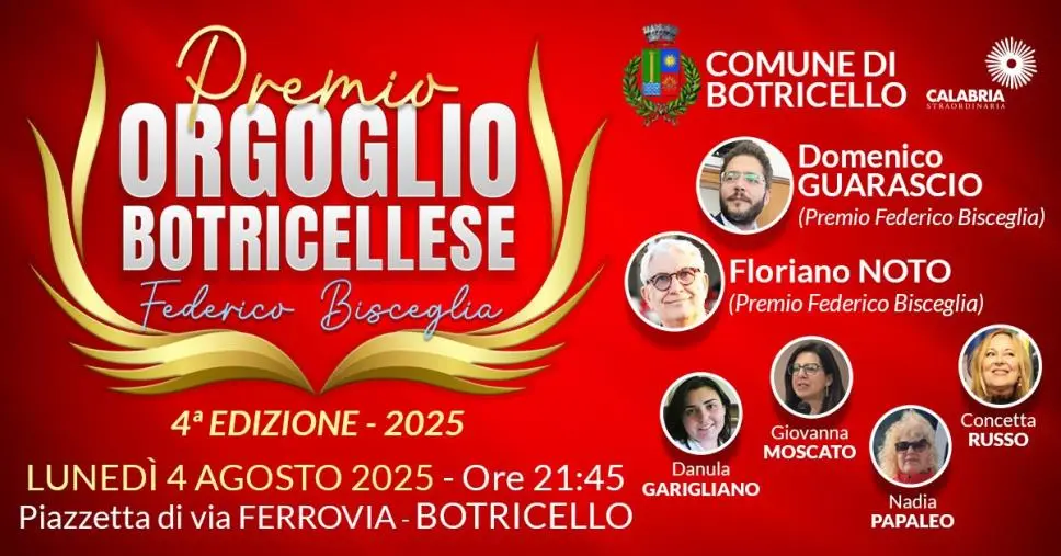 Premio “Orgoglio Botricellese” a Noto, Guarascio e 4 personalità del territorio