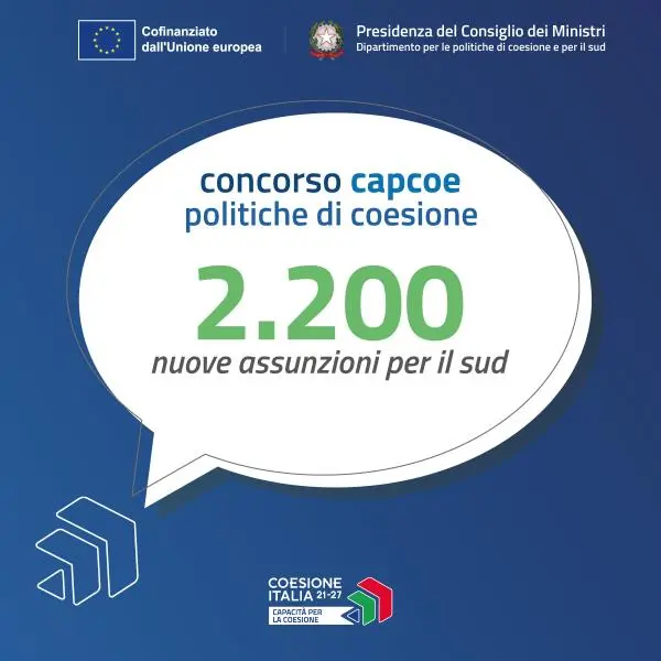 images Al Sud 2.200 nuove assunzioni per migliorare l’uso dei fondi europei: al via il concorso
