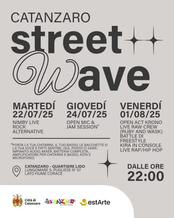 Catanzaro, sul lungomare al via "Street Wave": 3 serate di musica live  (IL PROGRAMMA)