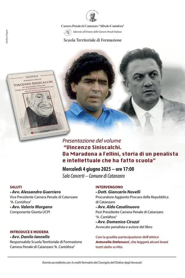 Mercoledì 4 giugno a Catanzaro la presentazione del libro di Domenico Ciruzzi su Vincenzo Siniscalchi
