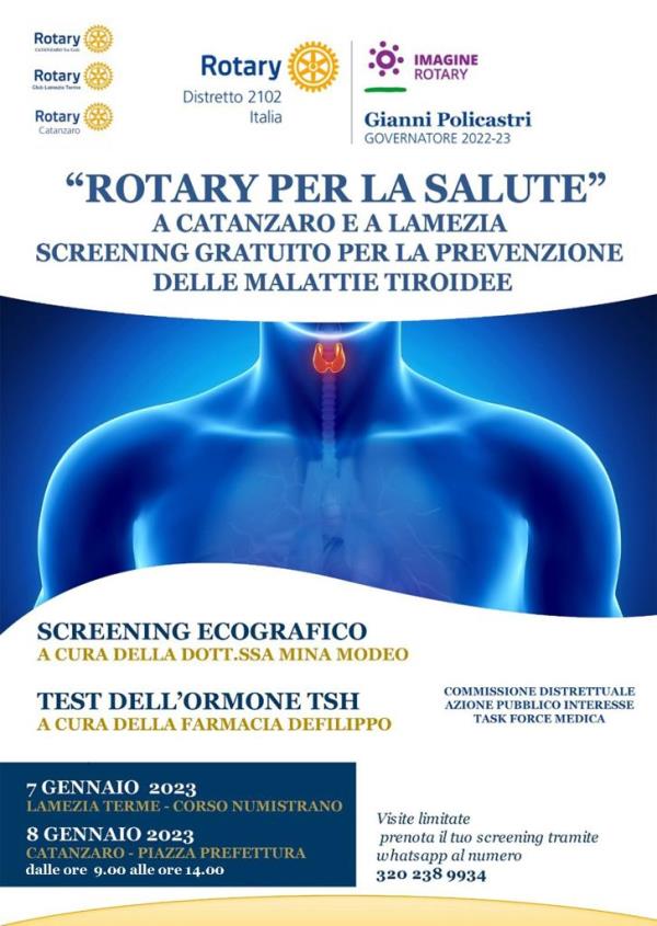 images “Rotary per la salute”, eventi a Lamezia e Catanzaro: screening gratuito per prevenzione malattie tiroidee