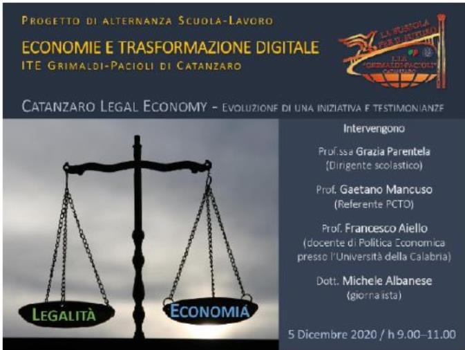 “Economie e trasformazione digitale” dell’I.T.E. Grimaldi-Pacioli. Domani il dibattito con Aiello e Albanese