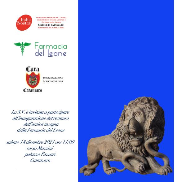 images Catanzaro, sabato 18 dicembre si inaugura il restauro dell'antica insegna della "Farmacia del Leone" 
